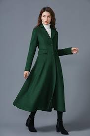 Dark Green Wool Coat Long Wool Coat