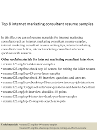 Internet Marketing Consultant Resume samples Pinterest