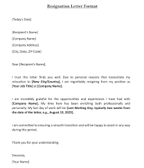job resignation letter in word