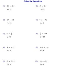 Pre Algebra Equations One Step