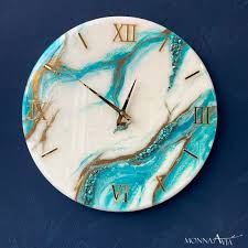 Resin Wall Clock Turquoise Clock Resin