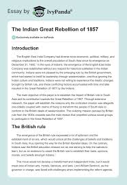 The Indian Great Rebellion of 1857 - 1632 Words | Critical Writing Example