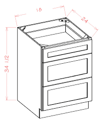 uscd shaker cinder 3db15 three drawer