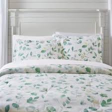 Home Decorators Collection Viola 3 Piece Green And White Watercolor Botanical Cotton King Comforter Set