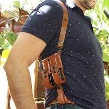 vertical leather shoulder holster for