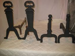 Antique Cast Iron Fireplace Andirons W