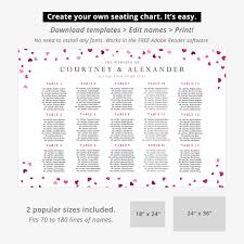Hearts Confetti Seating Chart Editable Diy Template