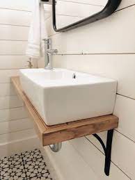 wall mounted sink with custom shelf and