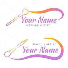 makeup logo with brush and curved line