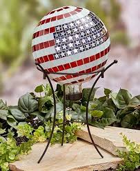 Patriotic Gazing Ball With Stand