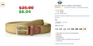 Dockers Mens Suede Belt With Leather Tab Tan Xlarge A