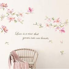 decalmile pink flower wall decals