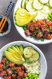 Salmon And Cauliflower Rice Bowl gambar png