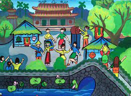 Vẽ tranh về đề tài lễ hội đẹp, đơn giản và ý nghĩa của người Việt Nam