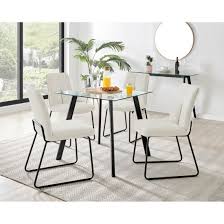 Dining Table 4 Cream Halle Chairs