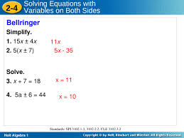 algeba 1 9 1 solving equations review