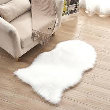 white soft faux sheepskin cushion floor