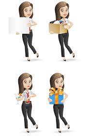 business woman vector character set