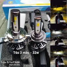 đèn led pha cao cấp T6 3 màu lắp ô tô xe máy hàng chuẩn loại 1. có chế độ  sáng trắng, sáng vàng - Đèn trợ sáng, đèn led