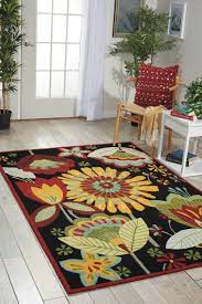 black indoor fl botanical area rug