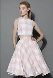 Check And Chic Cropped Top And Skirt Set