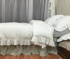 Soft White Ruffle Duvet Cover With Lace