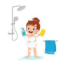 little kid take bath bathtub vector de