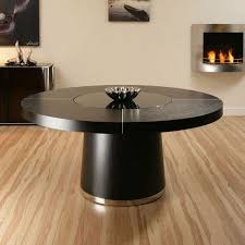 large round black oak dining table