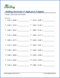 adding 1 and 2 digit decimal numbers