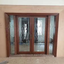 Hinged Wooden Glass Door For Home