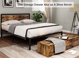 Rustic Queen Platform Bed Frame With