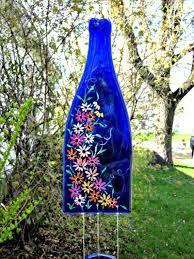 Wine Bottle Recycled Wind Chime Blue