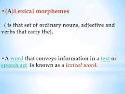 Lexical morphemes are those that having meaning by themselves (moreaccurately, they have sense). Linguistics Visions Revisions Photos Facebook