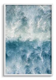 Abstract Blue Ocean Waves Wall Art