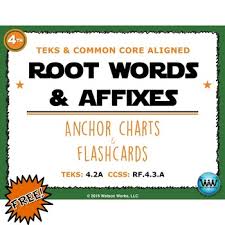 Root Words Affixes Anchor Charts Flashcards Freebie