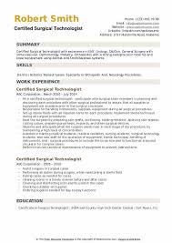 Certified Surgical Technologist Resume Samples Qwikresume