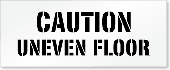 caution uneven floor stencil signs sku
