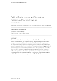 This word usually refers to the process of studying oneself. Pdf Critical Reflection As An Educational Process A Practice Example Christine Morley Academia Edu