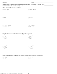 Worksheet Operations With Polynomials And
