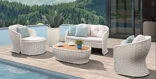 white and black outdoor rattan sofa set