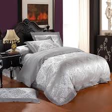 silver gray damask printed bedding sets