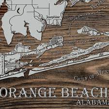 orange beach alabama wood map burnt
