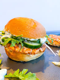 healthy fresh salmon burgers with