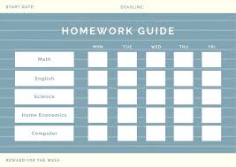 Blue And White Weekly Subject Homework Reward Chart