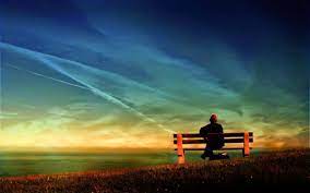 alone sad person on bench picture