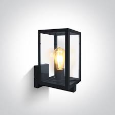 cube outdoor lantern wall light black
