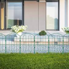Oumilen 24 In H X 13 In L Metal Garden Fence Green Outdoor Wire Border Fences Panels 10 Pack