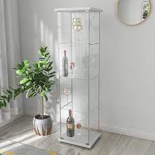 White Glass Display Cabinet 4 Shelves