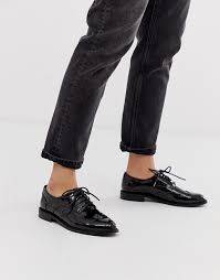 Asos design mens derby shoes slim fit toe black uk 10 eu 44 ln181 ad 07. Asos Design More Flat Lace Up Shoes In Black Asos