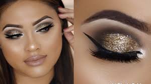 bronze glitter eye makeup with